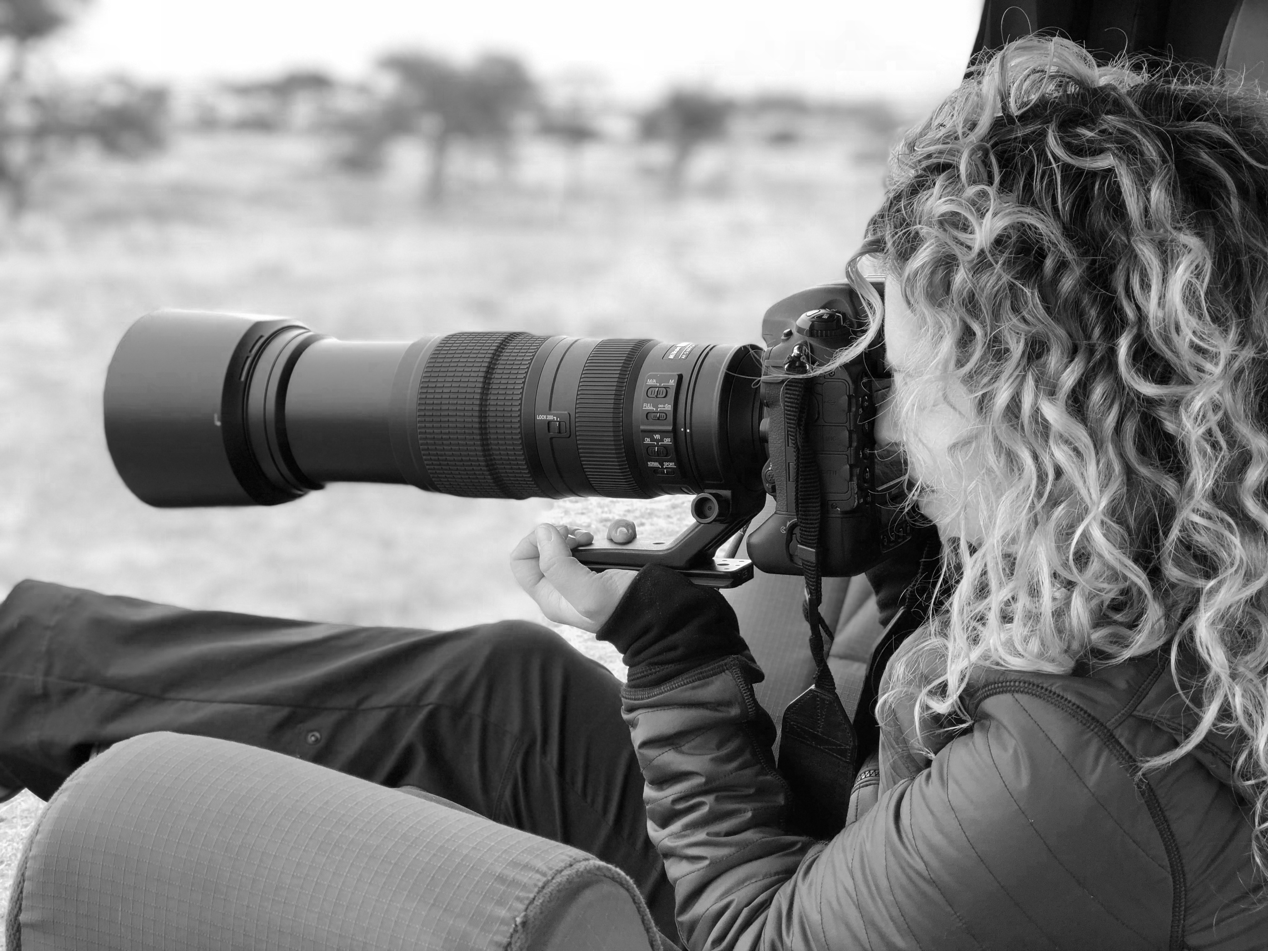 Photographing from the safari vehicle at first light